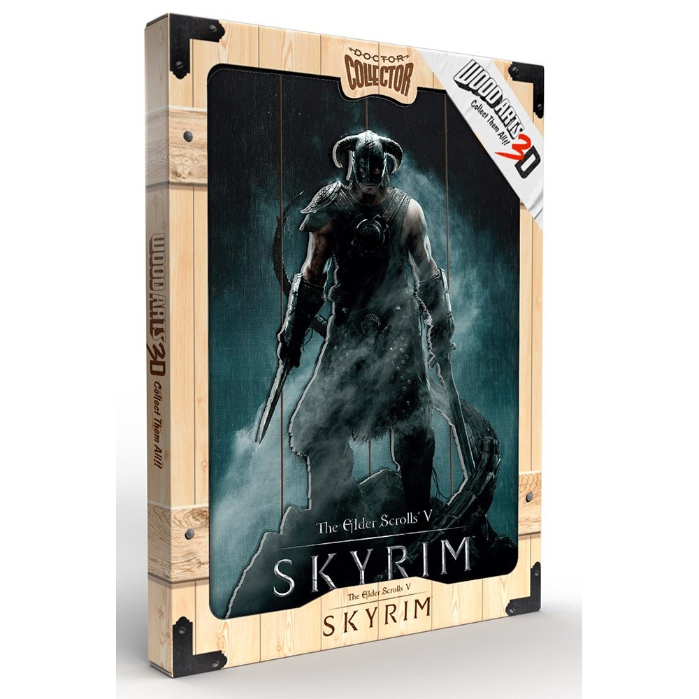 SKYRIM DRAGONBORN WOOD PRINT STAMPA SU LEGNO DOCTOR COLLECTOR
