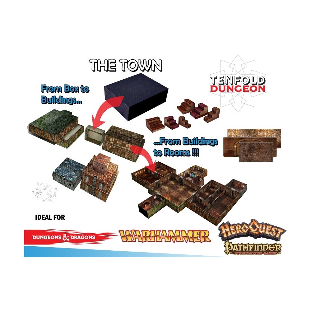 GALE FORCE NINE TENFOLD DUNGEON THE TOWN FOR MINIATURE GAMES