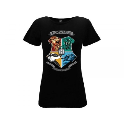 MAGLIA T SHIRT DONNA HARRY POTTER ANIMALI CASATE HOGWARTS