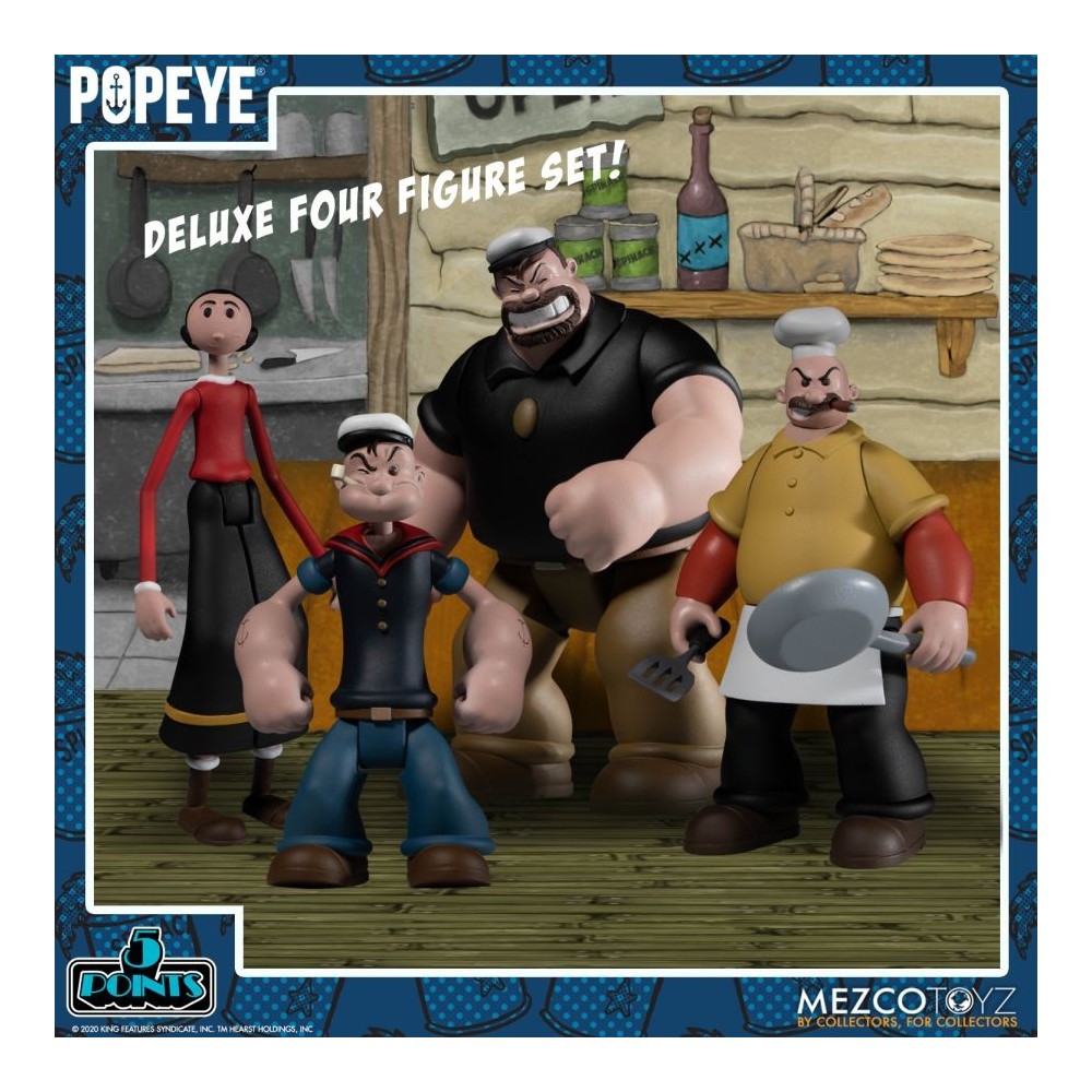 POPEYE 5 POINTS DELUXE BOX SET ACTION FIGURE MEZCO TOYS
