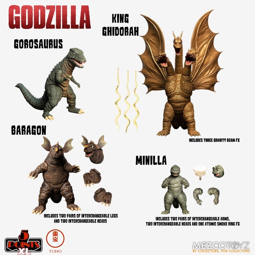 GODZILLA S.2 5 POINTS XL SET ACTION FIGURE MEZCO TOYS