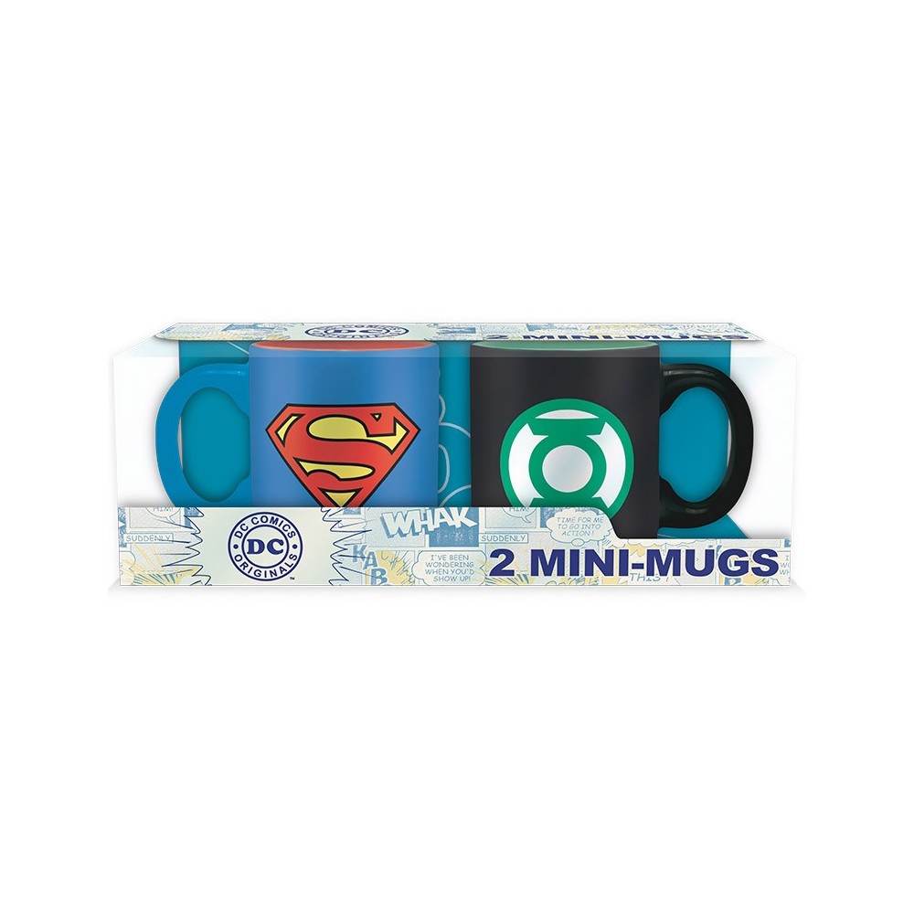 DC COMICS SUPERMAN AND GREEN LANTERN MINI MUG TAZZINE IN CERAMICA ABYSTYLE
