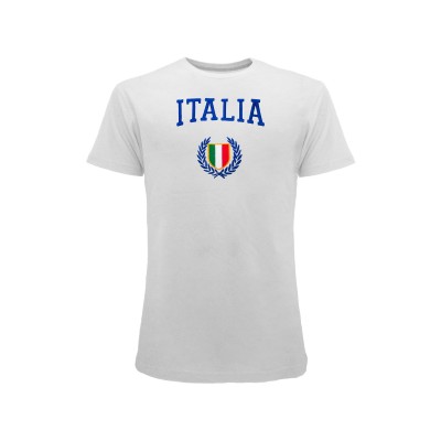 MAGLIA T SHIRT ITALIA SCUDETTO RICAMATO WHITE