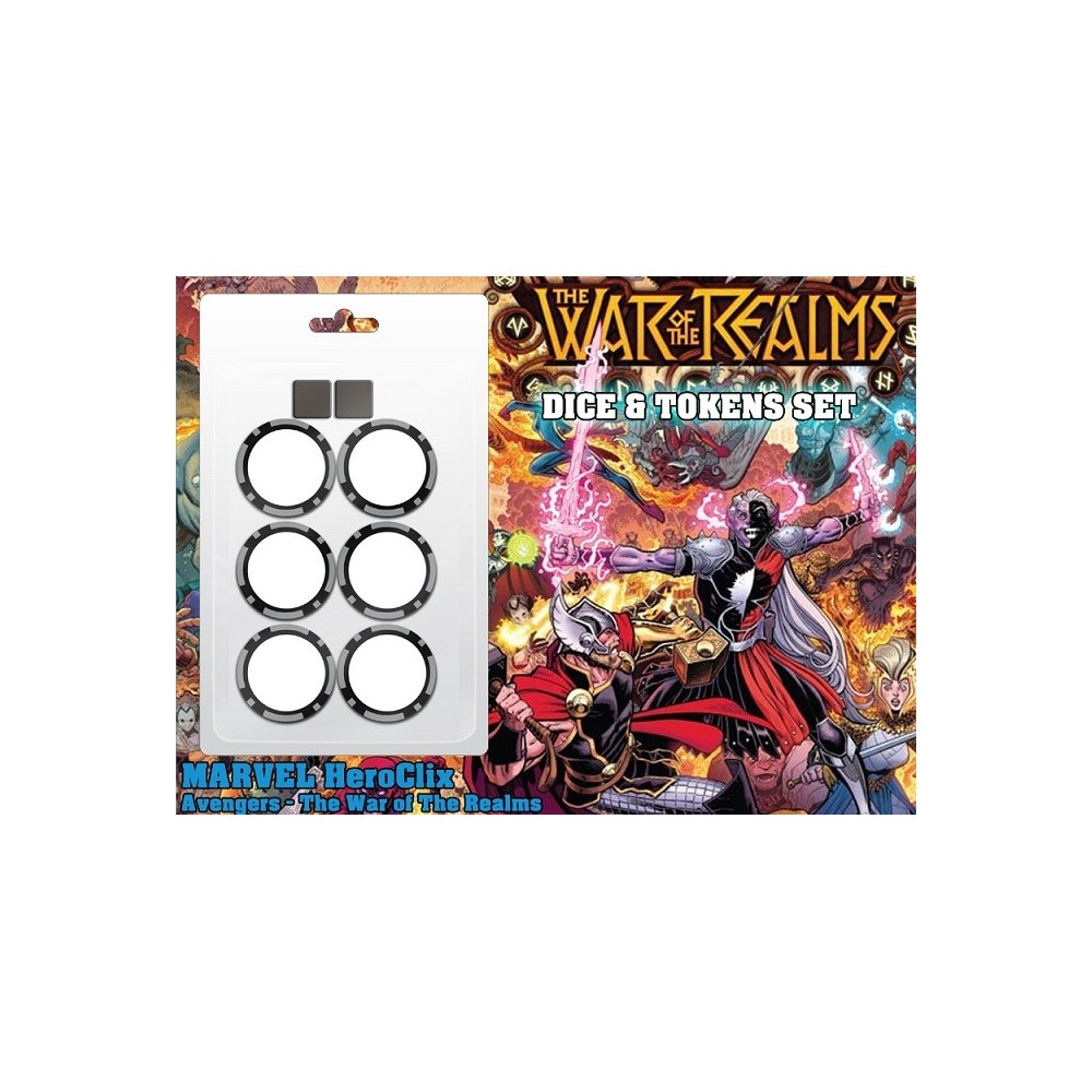 MARVEL HEROCLIX AVENGERS THE WAR OF THE REALMS DICE AND TOKENS SET WIZKIDS