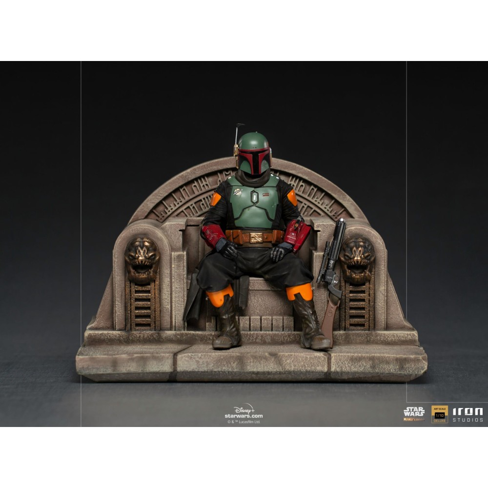 IRON STUDIOS STAR WARS THE MANDALORIAN BOBA FETT ON THRONE DELUXE BDS ART SCALE 1/10 STATUE FIGURE