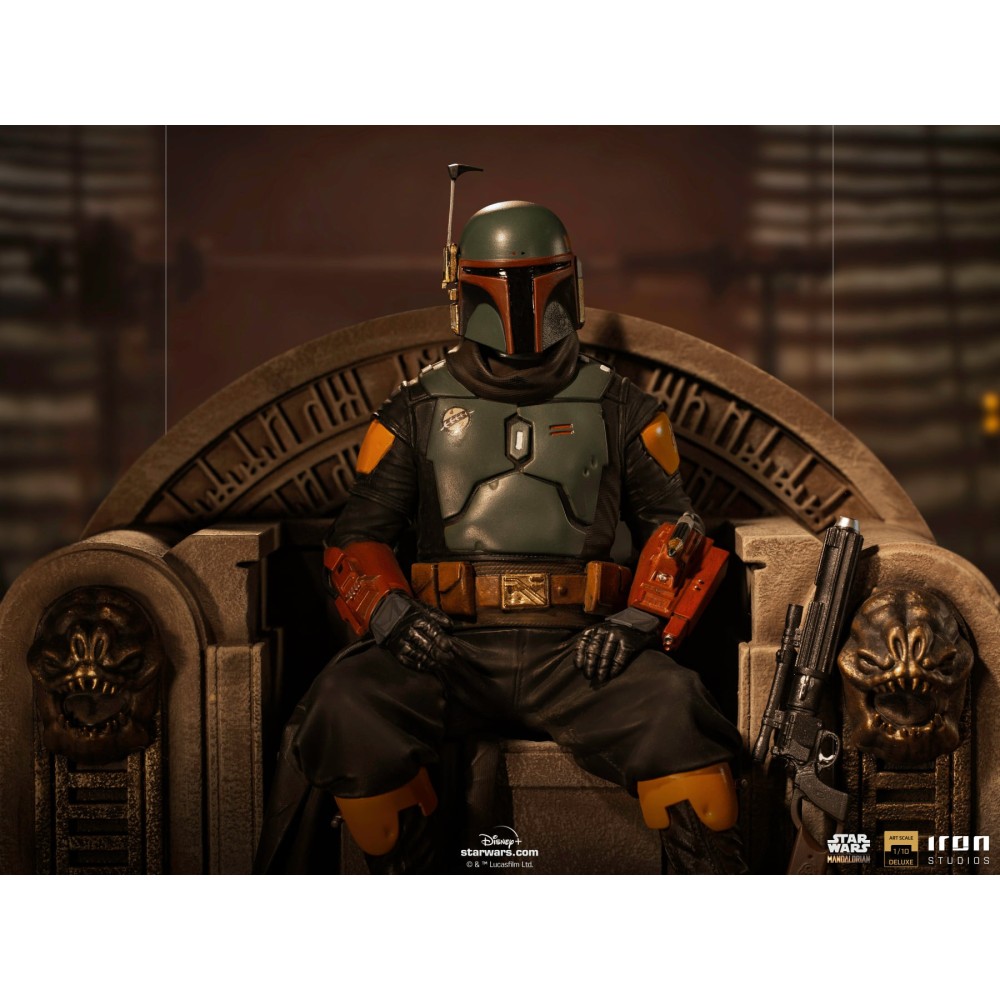 IRON STUDIOS STAR WARS THE MANDALORIAN BOBA FETT ON THRONE DELUXE BDS ART SCALE 1/10 STATUE FIGURE