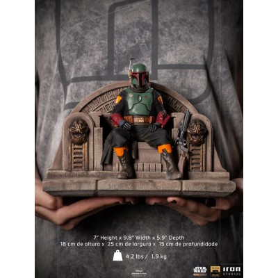 STAR WARS THE MANDALORIAN BOBA FETT ON THRONE DELUXE BDS ART SCALE 1/10 STATUA FIGURE IRON STUDIOS