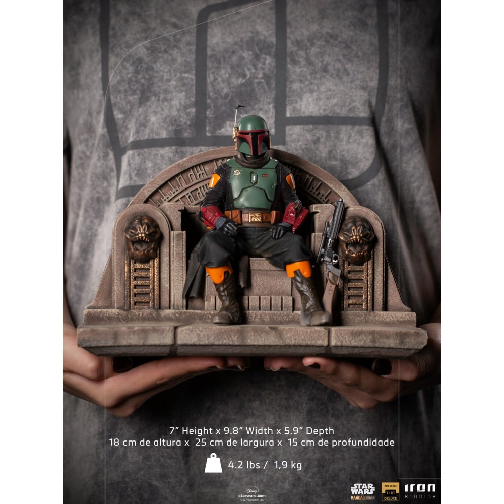 STAR WARS THE MANDALORIAN BOBA FETT ON THRONE DELUXE BDS ART SCALE 1/10 STATUA FIGURE IRON STUDIOS
