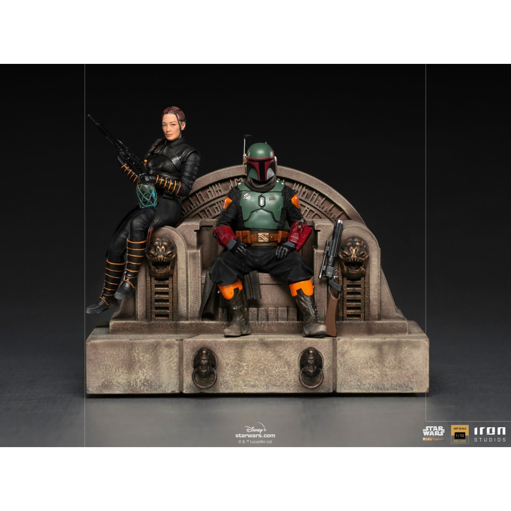 IRON STUDIOS THE MANDALORIAN BOBA FETT AND FENNEC ON THRONE DELUXE BDS ART SCALE 1/10 STATUE FIGURE