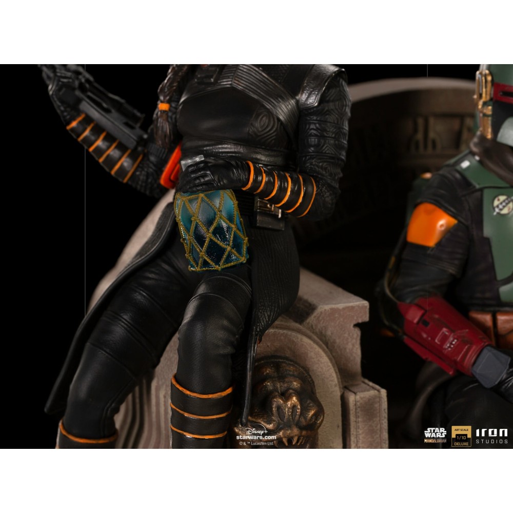 IRON STUDIOS THE MANDALORIAN BOBA FETT AND FENNEC ON THRONE DELUXE BDS ART SCALE 1/10 STATUE FIGURE