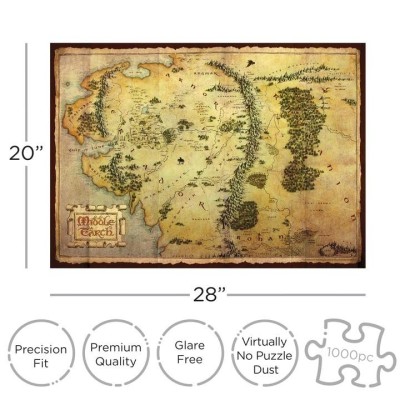 LO HOBBIT MAPPA DELLA TERRA DI MEZZO 1000 PIECES PEZZI JIGSAW PUZZLE 50x70cm AQUARIUS ENT