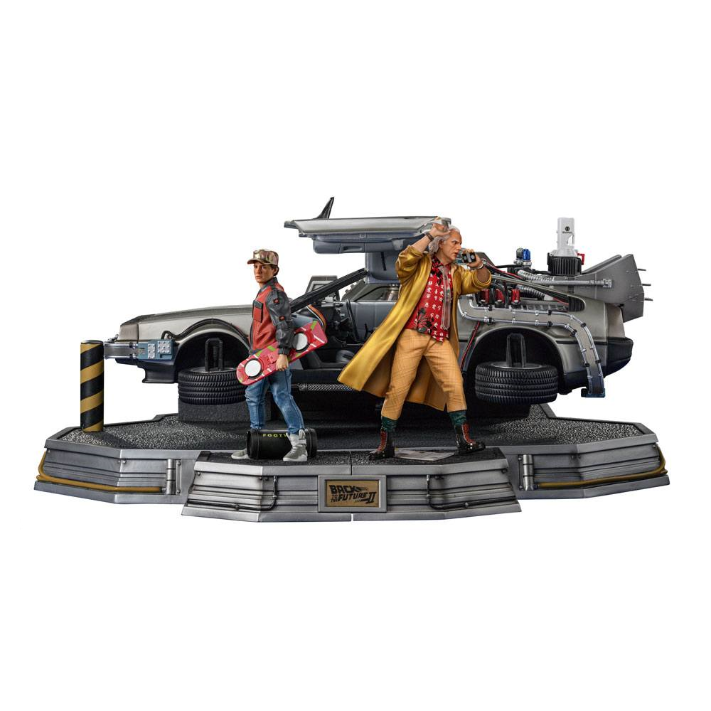 IRON STUDIOS BACK TO THE FUTURE II DELOREAN DELUXE FULL SET ART SCALE 1/10 STATUE FIGURE