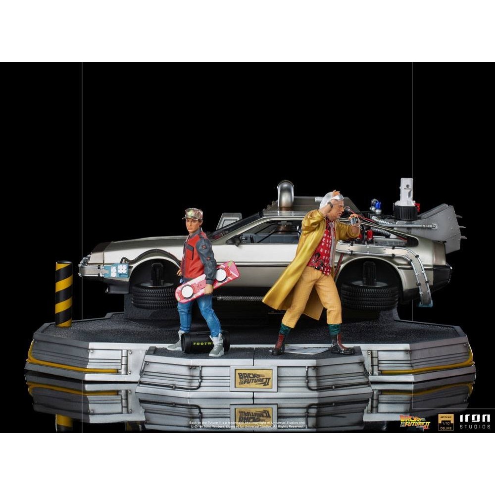 IRON STUDIOS BACK TO THE FUTURE II DELOREAN DELUXE FULL SET ART SCALE 1/10 STATUE FIGURE