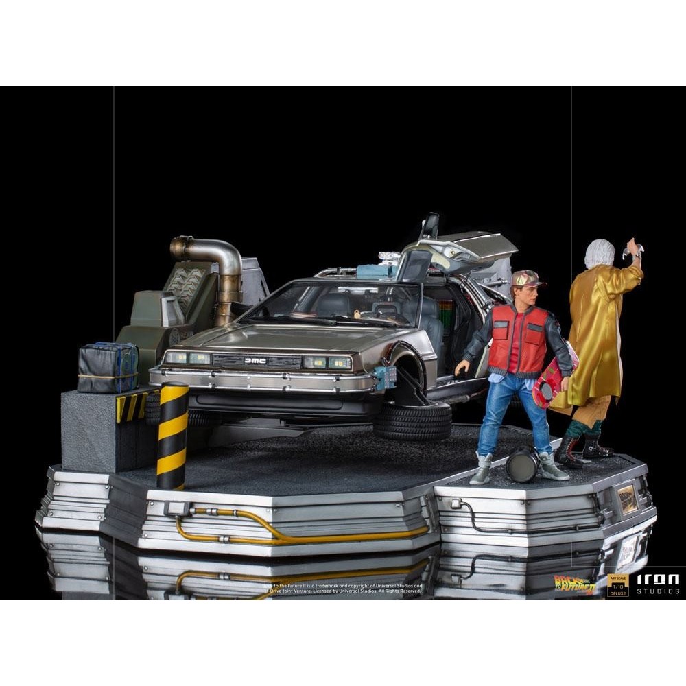 IRON STUDIOS BACK TO THE FUTURE II DELOREAN DELUXE FULL SET ART SCALE 1/10 STATUE FIGURE