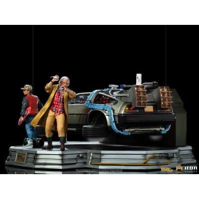 IRON STUDIOS BACK TO THE FUTURE II DELOREAN DELUXE FULL SET ART SCALE 1/10 STATUE FIGURE