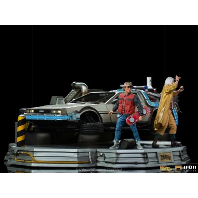 IRON STUDIOS BACK TO THE FUTURE II DELOREAN DELUXE FULL SET ART SCALE 1/10 STATUE FIGURE