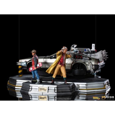 IRON STUDIOS BACK TO THE FUTURE II DELOREAN DELUXE FULL SET ART SCALE 1/10 STATUE FIGURE