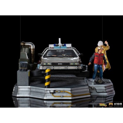 IRON STUDIOS BACK TO THE FUTURE II DELOREAN DELUXE FULL SET ART SCALE 1/10 STATUE FIGURE
