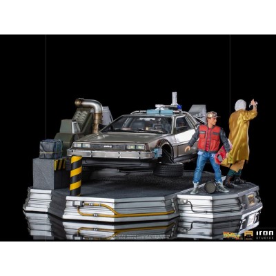 IRON STUDIOS BACK TO THE FUTURE II DELOREAN DELUXE FULL SET ART SCALE 1/10 STATUE FIGURE