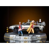 IRON STUDIOS BACK TO THE FUTURE II DELOREAN DELUXE FULL SET ART SCALE 1/10 STATUE FIGURE