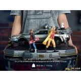 IRON STUDIOS BACK TO THE FUTURE II DELOREAN DELUXE FULL SET ART SCALE 1/10 STATUE FIGURE