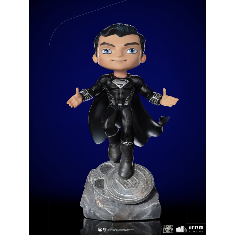JUSTICE LEAGUE SUPERMAN BLACK SUIT MINICO FIGURE STATUA IRON STUDIOS