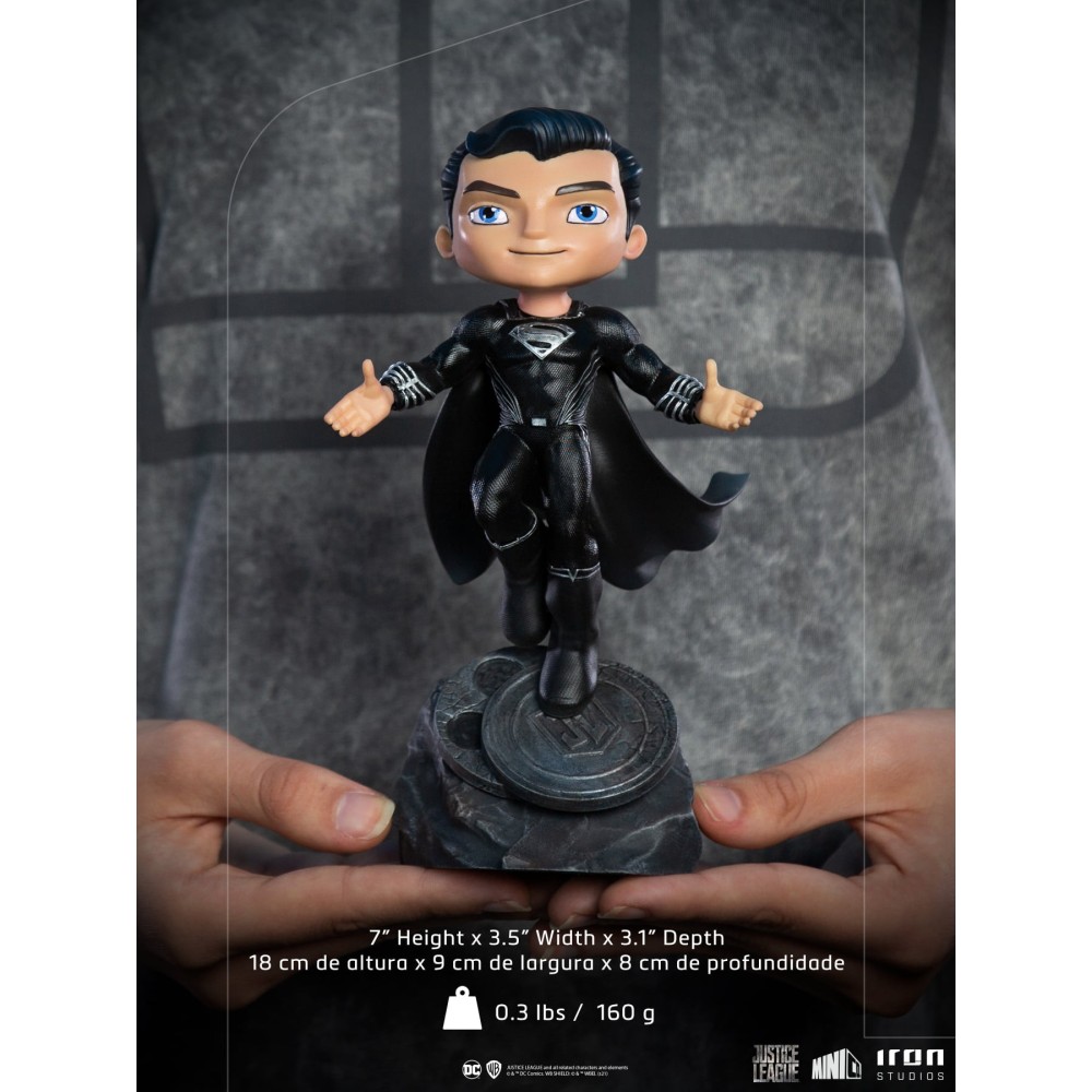 JUSTICE LEAGUE SUPERMAN BLACK SUIT MINICO FIGURE STATUA IRON STUDIOS