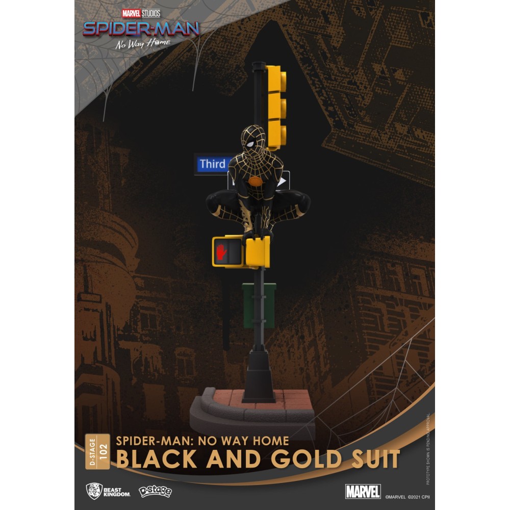 D-STAGE SPIDER-MAN NO WAY HOME BLACK AND GOLD SUIT STATUA FIGURE DIORAMA BEAST KINGDOM