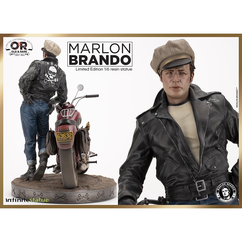 MARLON BRANDO WITH BIKE STATUA 1/6 OLD AND RARE RESINA FIGURE INFINITE STATUE