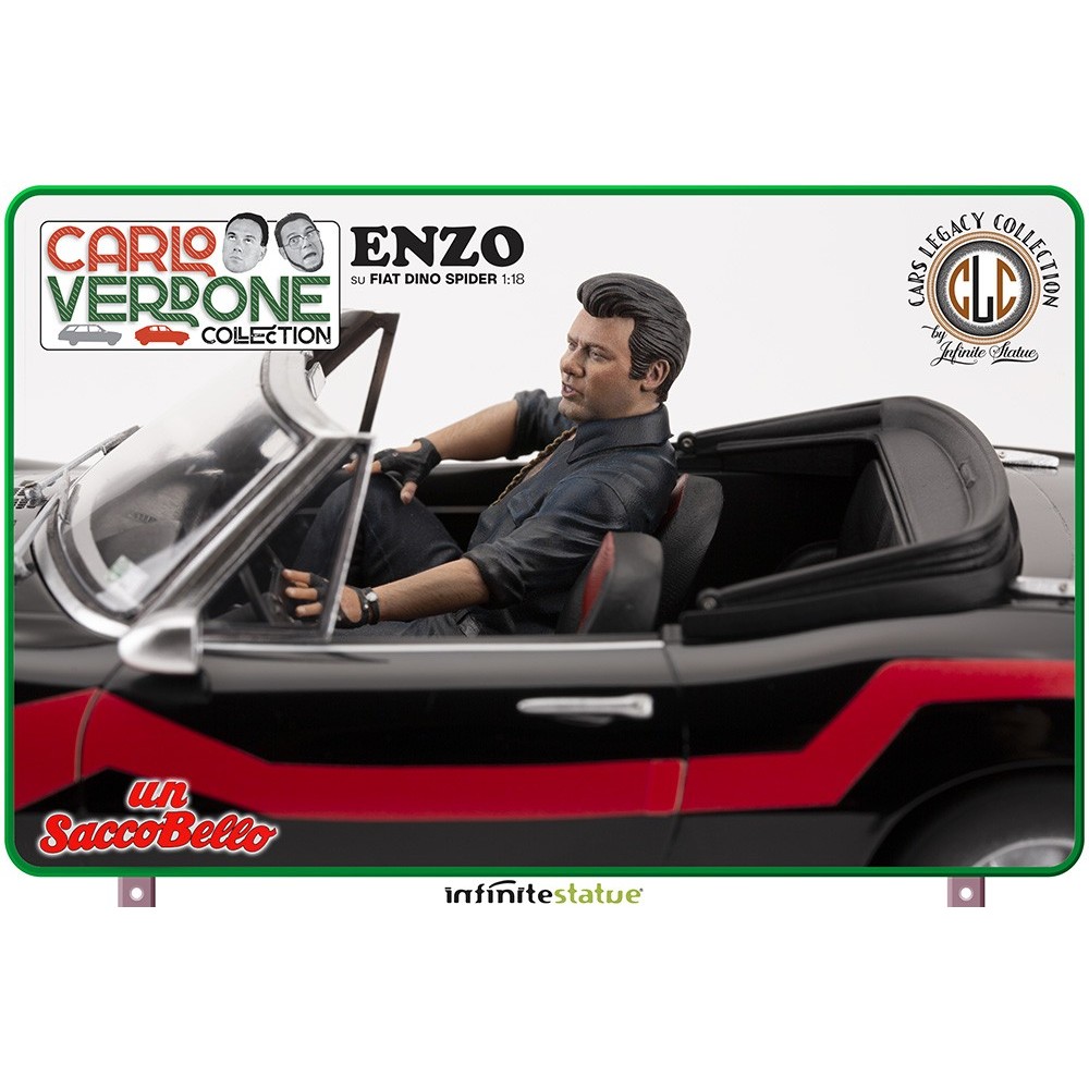 UN SACCO BELLO ENZO SU FIAT DINO SPIDER 1/18 SCALE FIGURE REPLICA INFINITE STATUE