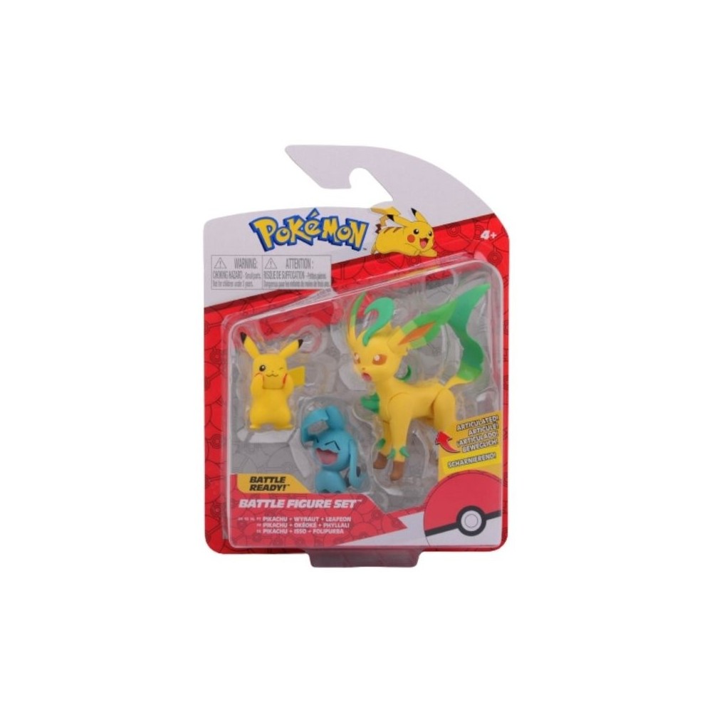 BOTI POKEMON BATTLE FIGURE SET PIKACHU WYNAUT LEAFEON FIGURES
