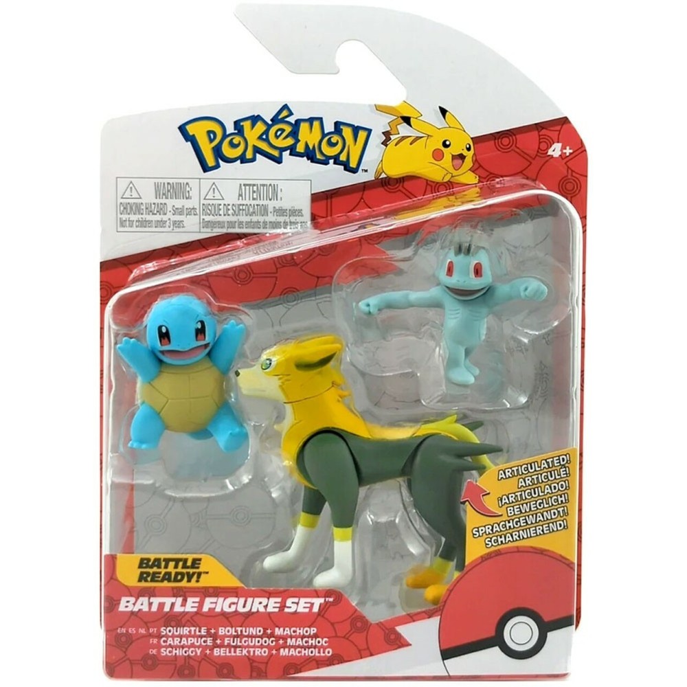 BOTI POKEMON BATTLE FIGURE SET SQUIRTLE BOLTUND MACHOP FIGURES