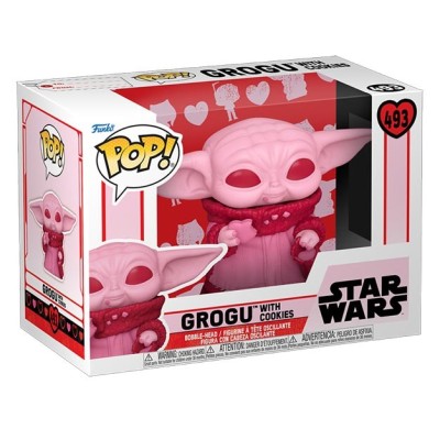 FUNKO FUNKO POP! VALENTINE STAR WARS THE MANDALORIAN GROGU WITH COOKIES BOBBLE HEAD KNOCKER FIGURE