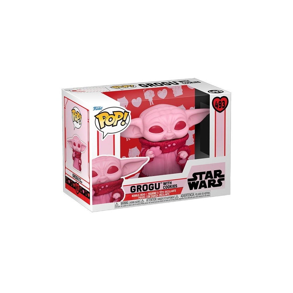 FUNKO FUNKO POP! VALENTINE STAR WARS THE MANDALORIAN GROGU WITH COOKIES BOBBLE HEAD KNOCKER FIGURE