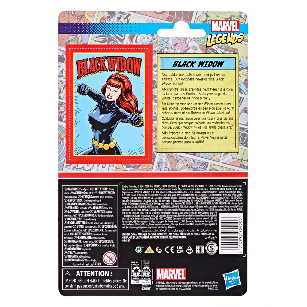 MARVEL LEGENDS RETRO COLLECTION VEDOVA NERA BLACK WIDOW ACTION FIGURE HASBRO