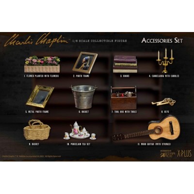 CHARLIE CHAPLIN SCALE COLLECTIBLE FIGURE ACCESSORIES SET STAR ACE