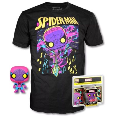 FUNKO FUNKO POP! TEE MARVEL SPIDER-MAN - SPIDER-MAN BLACKLIGHT FIGURE AND TSHIRT L SIZE