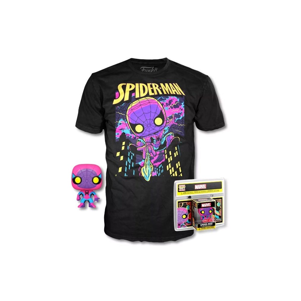 FUNKO FUNKO POP! TEE MARVEL SPIDER-MAN - SPIDER-MAN BLACKLIGHT FIGURE AND TSHIRT L SIZE