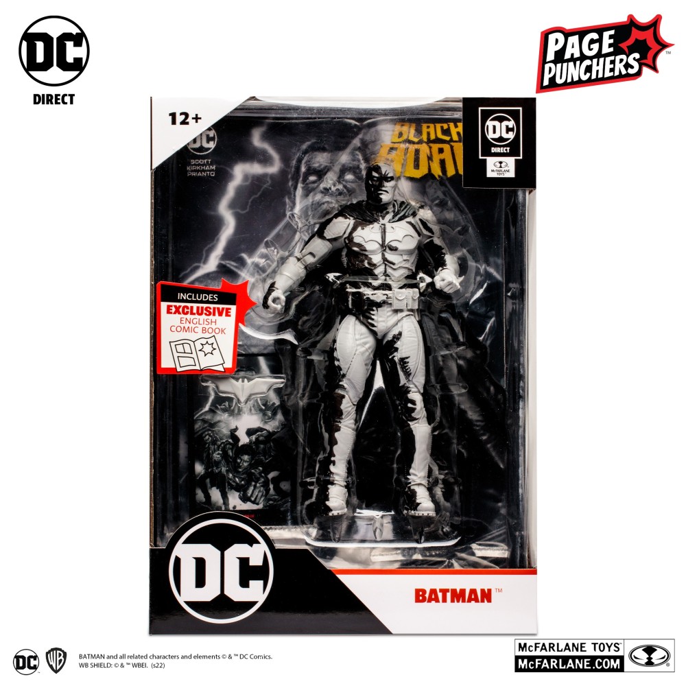 MC FARLANE DC BLACK ADAM PAGE PUNCHERS BATMAN BLACK AND WHITE ACTION FIGURE
