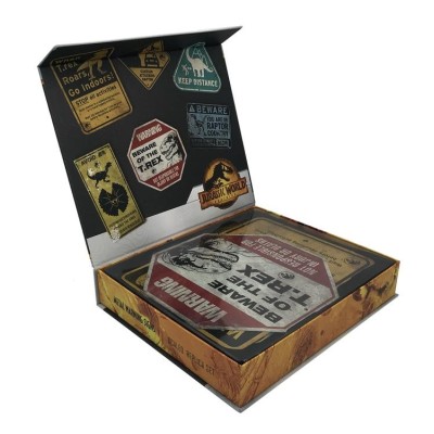 JURASSIC WORLD METAL WARNING SIGNS SCALED PROP REPLICA FACTORY ENTERTAINMENT