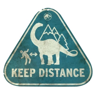 JURASSIC WORLD METAL WARNING SIGNS SCALED PROP REPLICA FACTORY ENTERTAINMENT