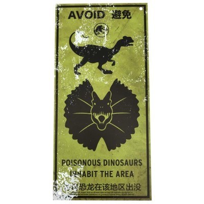 JURASSIC WORLD METAL WARNING SIGNS SCALED PROP REPLICA FACTORY ENTERTAINMENT