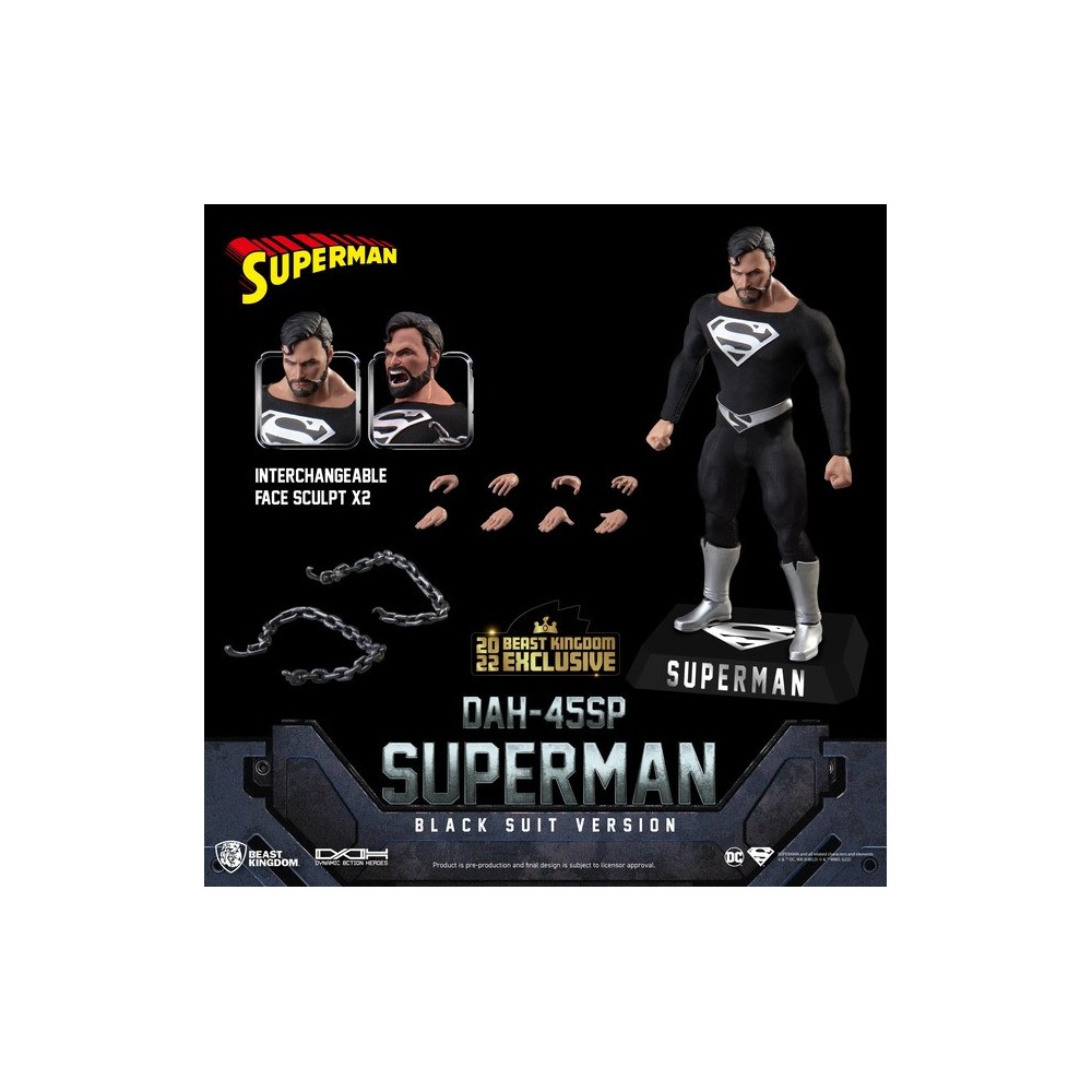BEAST KINGDOM SUPERMAN BLACK SUIT VERSION DAH-045SP ACTION FIGURE
