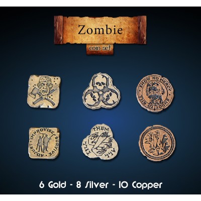 ZOMBIE 24 METAL COINS SET MONETE DRAWLAB ENTERTAINMENT
