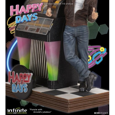 INFINITE STATUE HAPPY DAYS FONZIE WITH JUKEBOX STATUE 30 CM 1/6 OLD AND RARE RESIN FIGURE