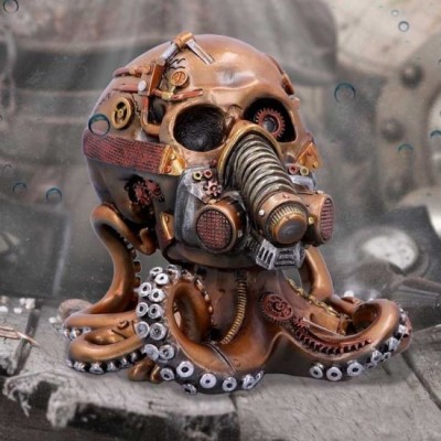 OCTO RESPIRAT BRONZE STEAMPUNK SKULL STATUA NEMESIS NOW