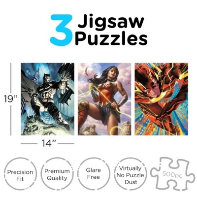 AQUARIUS ENT DC COMICS HEROES 3X 500 PCS PUZZLE JIGSAW 47X35CM