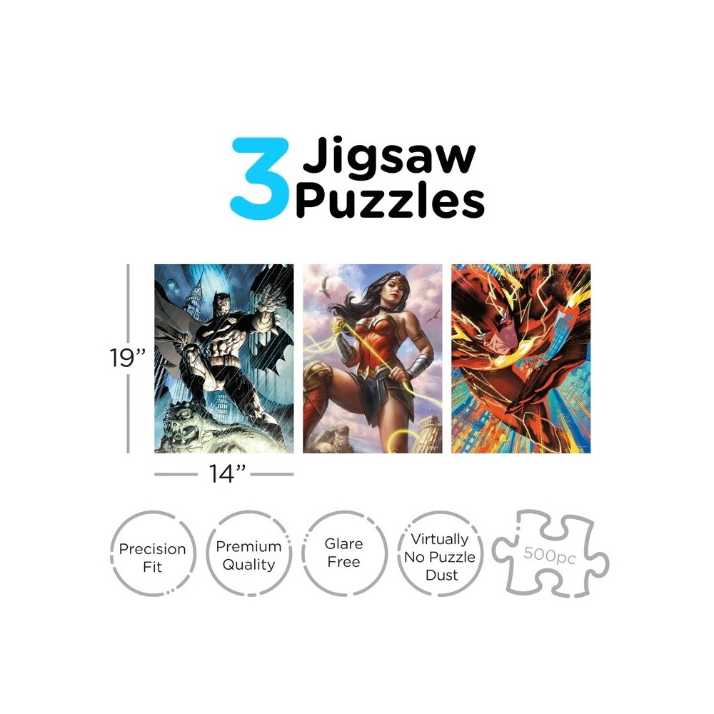 AQUARIUS ENT DC COMICS HEROES 3X 500 PCS PUZZLE JIGSAW 47X35CM