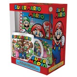 SUPER MARIO 4 IN 1 GIFT SET - TAZZA SOTTOBICCHIERE AGENDA E PORTACHIAVI PYRAMID INTERNATIONAL