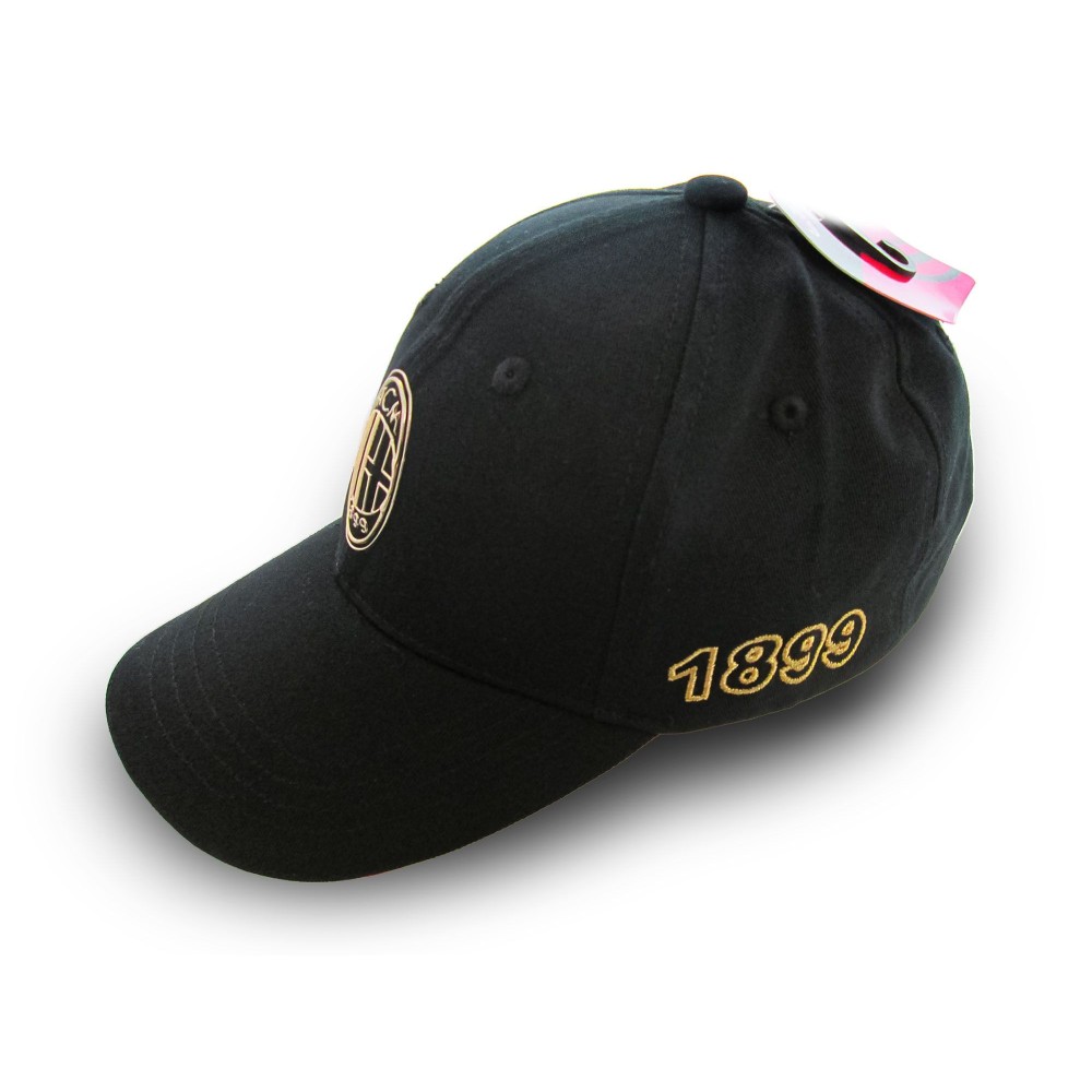 BASEBALL CAP AC MILAN LOGO ORO UFFICIALE NERO